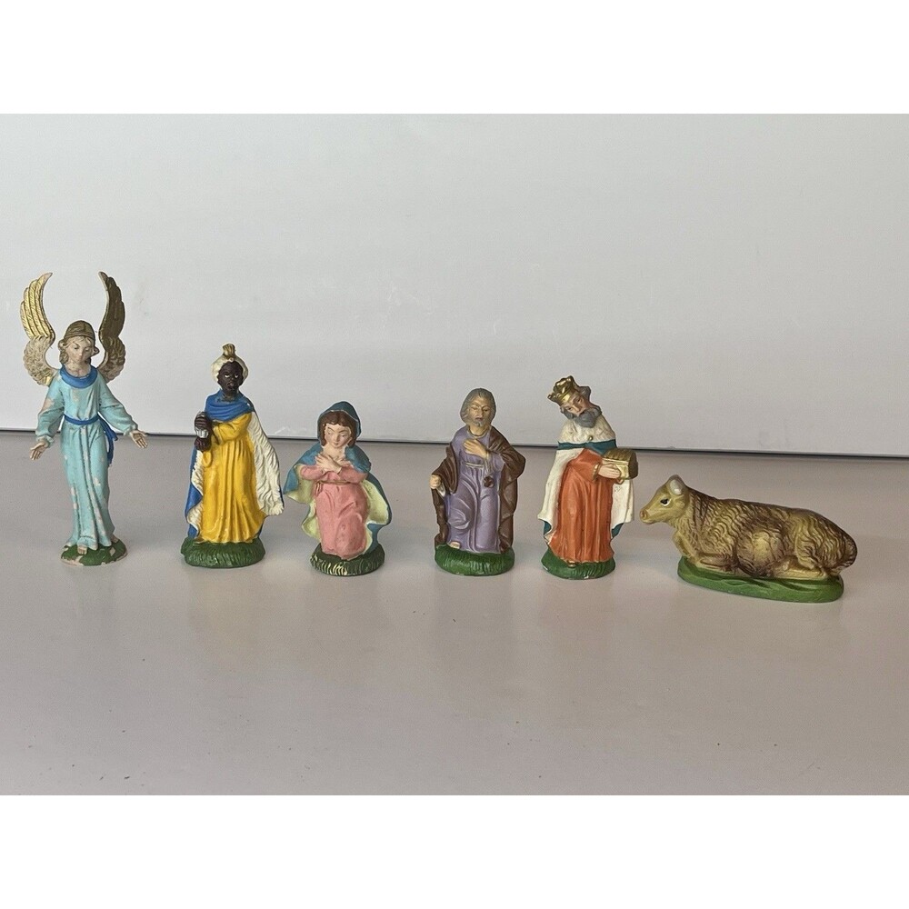 Vintage Christmas Nativity Figures Unbranded Italy Lot Of 6 Mary Joseph Wise Men